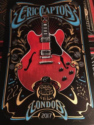 Eric Clapton 2017 Litho Royal Albert Hall Poster Signed Adam Pobiak 475/500