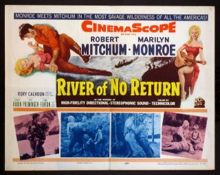 River Of Marilyn Monroe Robert Mitchum Half Sheet 1954