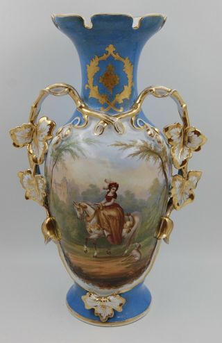 Antique France Old Paris Hand Painted Porcelain Vase Gold Portrait