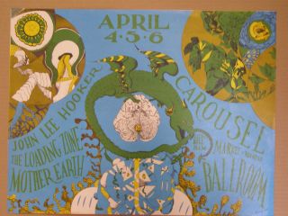 Carousel Ballroom Poster,  1968: John Lee Hooker,  Mother Earth,  Loading Zone