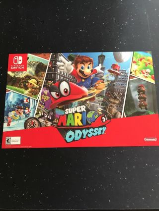 Mario Odyssey Nintendo Switch Double Sided Promo Poster 11 " X17 " Gamestop