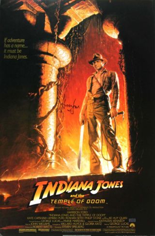 Harrison Ford Signed Indiana Jones And The Temple Of Doom 27x40 Movie Poster