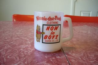 Federal Milk Glass Mug Winnie The Pooh Clothing Now In Boys - - Not Fire King - -
