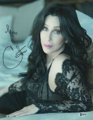 Wow Cher Signed Authentic Autograph 11x14 Photo Beckett Bas 3