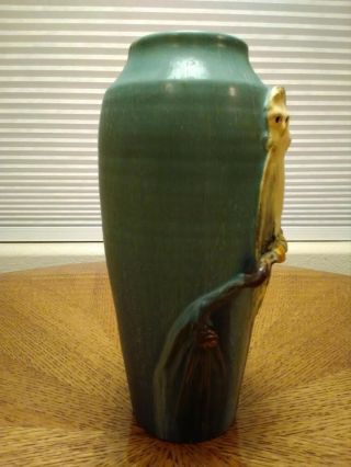 Ephraim Faience Pottery Owl on a Branch Vase Ltd.  Edition No.  48/50 2
