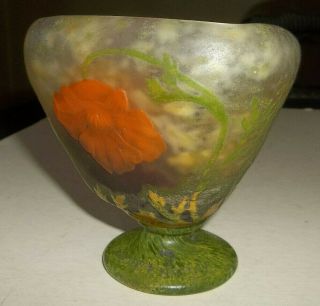 Unusual Vtg Daum Nancy Footed Art Glass Vase Bowl - Have To See -
