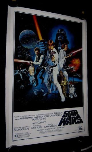 27 " X 41 " 1977 Star Wars Style C Scratched Plate Version Linenbacked
