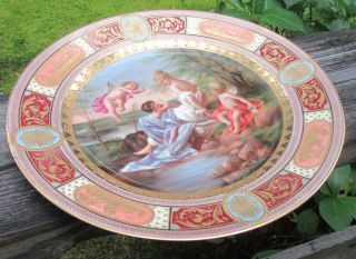 Antique Royal Vienna Plate Signed Wagner Angels or Putti and Bathing Beauty 4