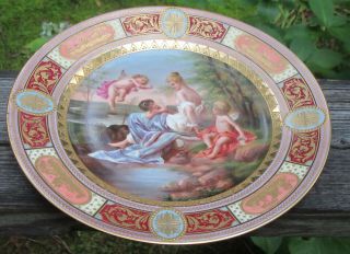 Antique Royal Vienna Plate Signed Wagner Angels or Putti and Bathing Beauty 8