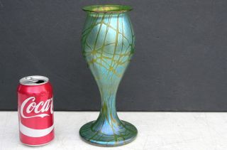 Antique Art Nouveau Loetz Crete Pampas Oil Spot Iridescent Art Glass 10 " Vase