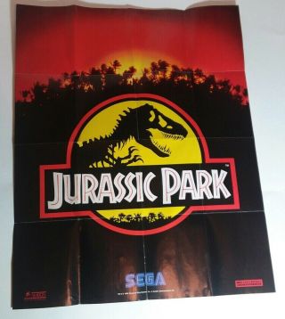 Jurassic Park Poster Sega Genesis Game 20.  5 X 16.  5 Booklet Next Level 1992 Mca
