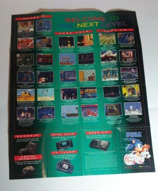 Jurassic Park Poster Sega Genesis Game 20.  5 x 16.  5 Booklet Next Level 1992 MCA 2