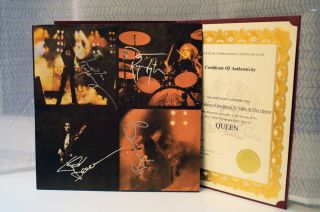 Queen Signed Autographs Freddie Mercury Brian May Taylor Deacon Night Opera