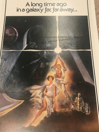 Vintage 1977 Star Wars Style A Insert Poster 36x14 1st Edition 77 - 21 2