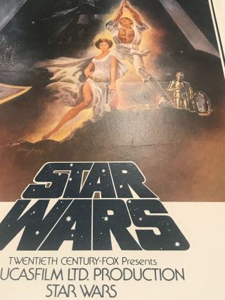 Vintage 1977 Star Wars Style A Insert Poster 36x14 1st Edition 77 - 21 5