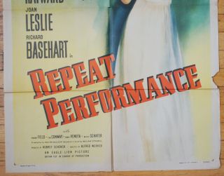 Vintage 1947 Repeat Performance 1 Sheet Movie Poster Crime Film - Noir 4