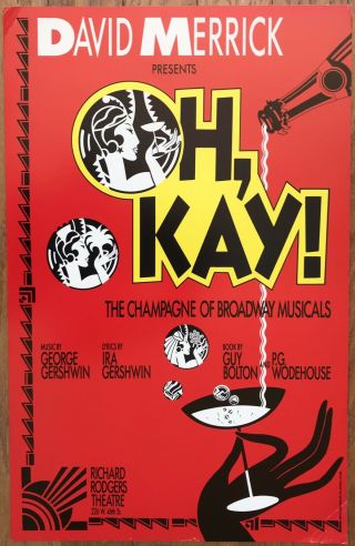 Oh,  Kay — 1990 Broadway Theater Window Card Poster; George Gershwin