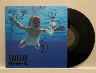 Nirvana Nevermind - Lp - Signed By Kurt Cobain,  Grohl & Novoselic - Autograph