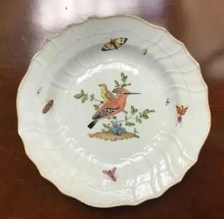 3 Antique 18 C.  Meissen Hand Painted Ornithological Plates - Birds And Insects