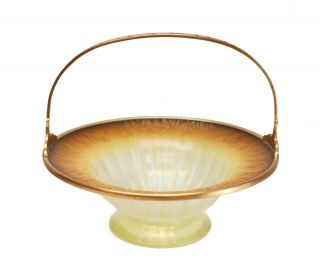 Lct Tiffany Furnaces Favrile Pastel Glass & Enamel Gilt Bronze Basket C1900