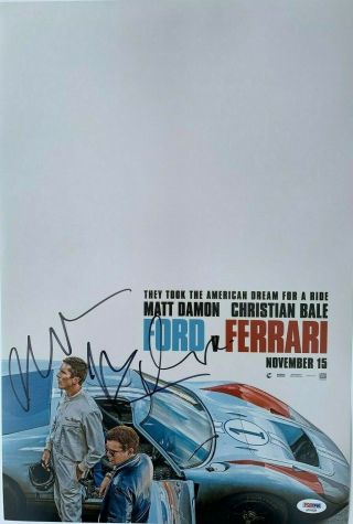 Christian Bale Matt Damon Signed Ford V Ferrari 12x18 Movie Poster Photo Psa/dna