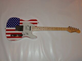 Shinedown Signed Usa Flag Electric Guitar Brent Smith All 4 Proof Jsa