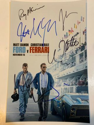 Ford V Ferrari Cast Signed 11x17 Poster Autographed By 7 Christian Bale Damon