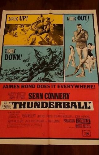Thunderball Rare South African 1 Sheet Movie Poster James Bond