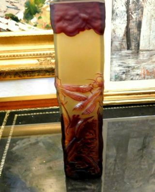 Magnificent Estate Rare Emile Galle Cameo Art Glass Vase - Signed 2