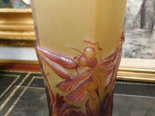 Magnificent Estate Rare Emile Galle Cameo Art Glass Vase - Signed 7