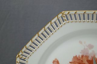 KPM Berlin Hand Painted Weichmalerei Pink Carnations & Gold Reticulated Plate 11