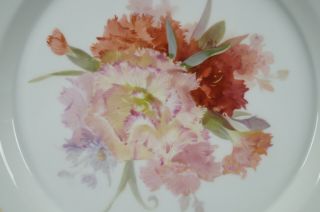 KPM Berlin Hand Painted Weichmalerei Pink Carnations & Gold Reticulated Plate 2