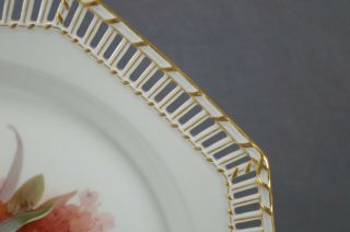 KPM Berlin Hand Painted Weichmalerei Pink Carnations & Gold Reticulated Plate 5