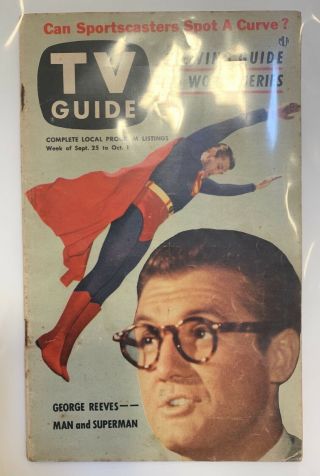 Vintage 1953 Tv Guide Superman George Reeves Cover Rare