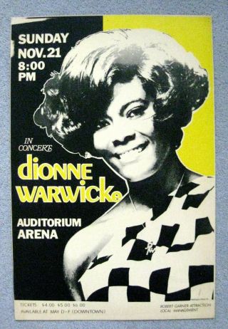 Theater Poster Window Card Dionne Warwick In Concert Denver Auditorium Arena