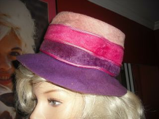 Joan Crawford Personally Owned & Worn Felt Pink & Purple Hat W/loa