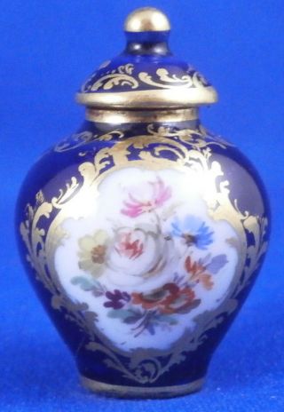 Antique 19thc Meissen Porcelain Cobalt Blue Floral Dollhouse Vase Porzellan