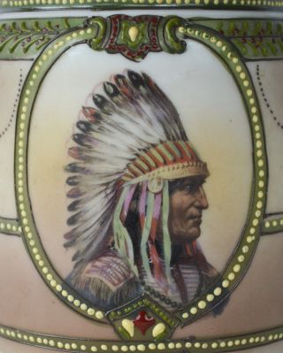 Nippon Moriage Beading Indian Chief Sitting Bull Humidor 3