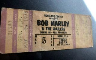 BOB MARLEY & THE WAILERS Concert Ticket Stub May 5,  1978 MIAMI FLORIDA 3