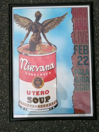 1994 Nirvana In Utero Poster Signed Locchi 650/1000,  Nirvana Bolton Poster 24/