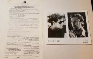 Glenn Frey Of The Eagles Vintage Concert Contract & Press Photo - 1985 Detroit
