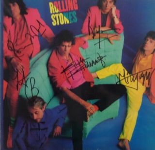 The Rolling Stones Keith Richards Signed Record Dirty Work Mick Jagger Band Auto