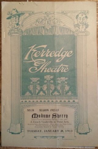 1913 Kerredge Theatre Program For Madame Sherry Production Hancock Mi Michigan