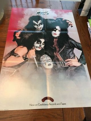 Rare 1974 Kiss 1st Lp Promo Poster Casablanca Records 35x23 Folded Nm