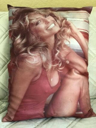 Vintage 1976 Farrah Fawcett Signed Silk Screen Swim Suit Pillow 15 " X22 " Proarts