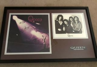 Queen Mercury May Taylor Deacon Signed Framed Photo Lp Vinyl Certified