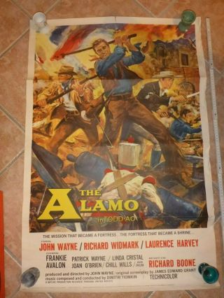 Rare Western Movie Poster The Alamo 1960 John Wayne Richard Widmark One Sheet