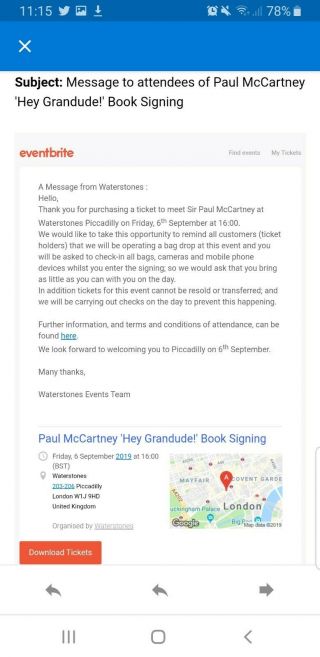 Hand Signed Sir Paul Mccartney Hey Grandude Childrens Book Waterstones Autograph 8