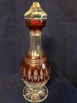 Waterford Crystal Clarendon Ruby Red Cut to Clear Decanter 2