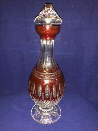 Waterford Crystal Clarendon Ruby Red Cut to Clear Decanter 3